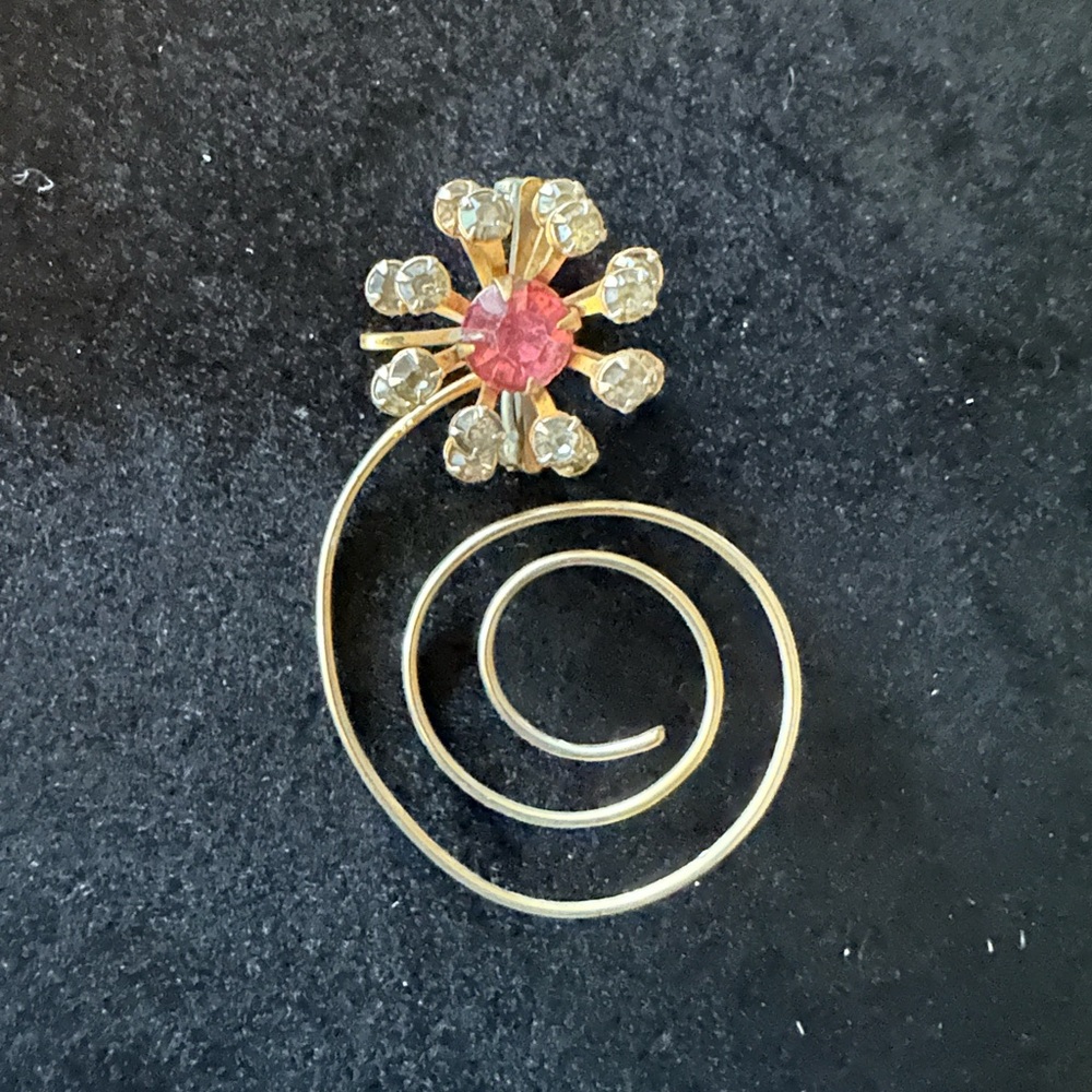 Whimsical Gold and Pink Flower Brooch